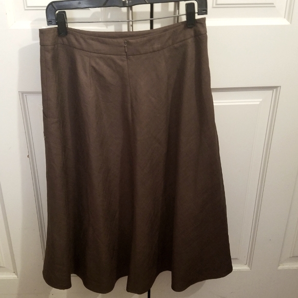 Grace Dane Lewis Chocolate Brown Linen Skirt SZ 8 - Picture 2 of 4